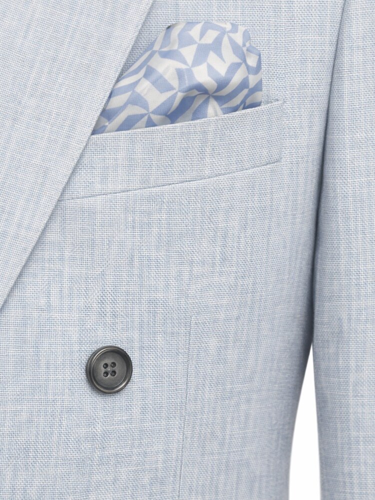 Harry Brown Blue Slim Fit Double Breasted Linen Blend Suit Jacket - Image 8 of 8 Harry Brown Blue Slim Fit Double Breasted Linen Blend Suit Jacket - Image 8 of 8