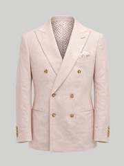 Harry Brown Pink Double Breasted Slim Fit Linen Blend Suit Jacket - Image 6 of 7
