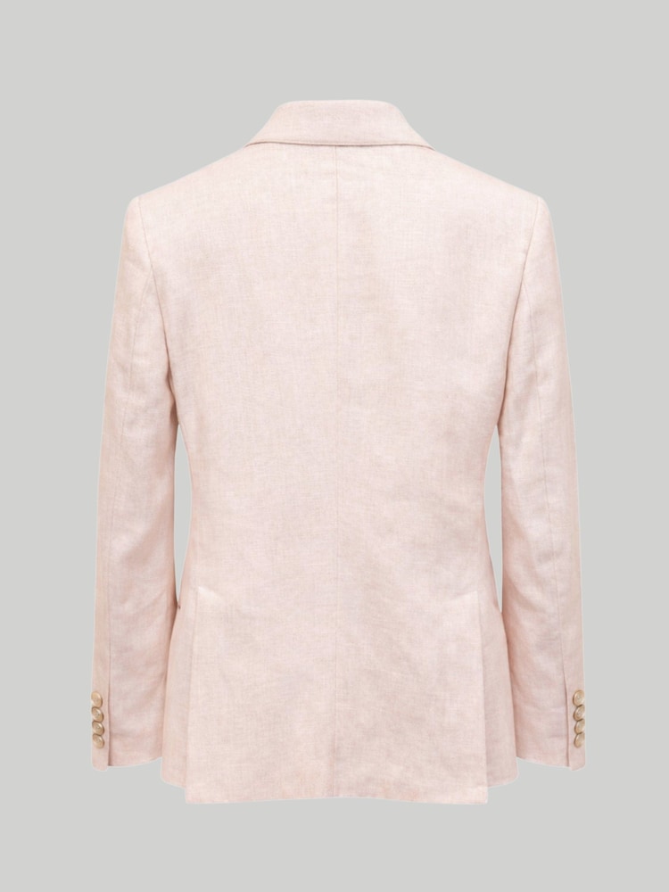 Harry Brown Pink Double Breasted Slim Fit Linen Blend Suit Jacket - Image 7 of 7