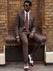 Harry Brown Brown Slim Fit Linen Blend Suit Trousers - Image 2 of 7