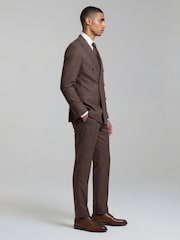 Harry Brown Brown Slim Fit Linen Blend Suit Trousers - Image 4 of 7