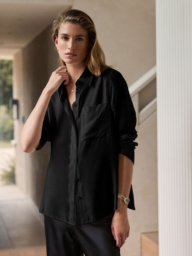 Black N.Premium Long Sleeve Shirt with Silk - Image 1 of 6