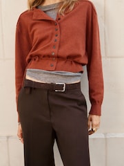 Langärmelige Strickjacke mit Bindeband - Bild 4 von 6