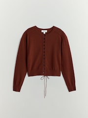 Langärmelige Strickjacke mit Bindeband - Bild 6 von 6