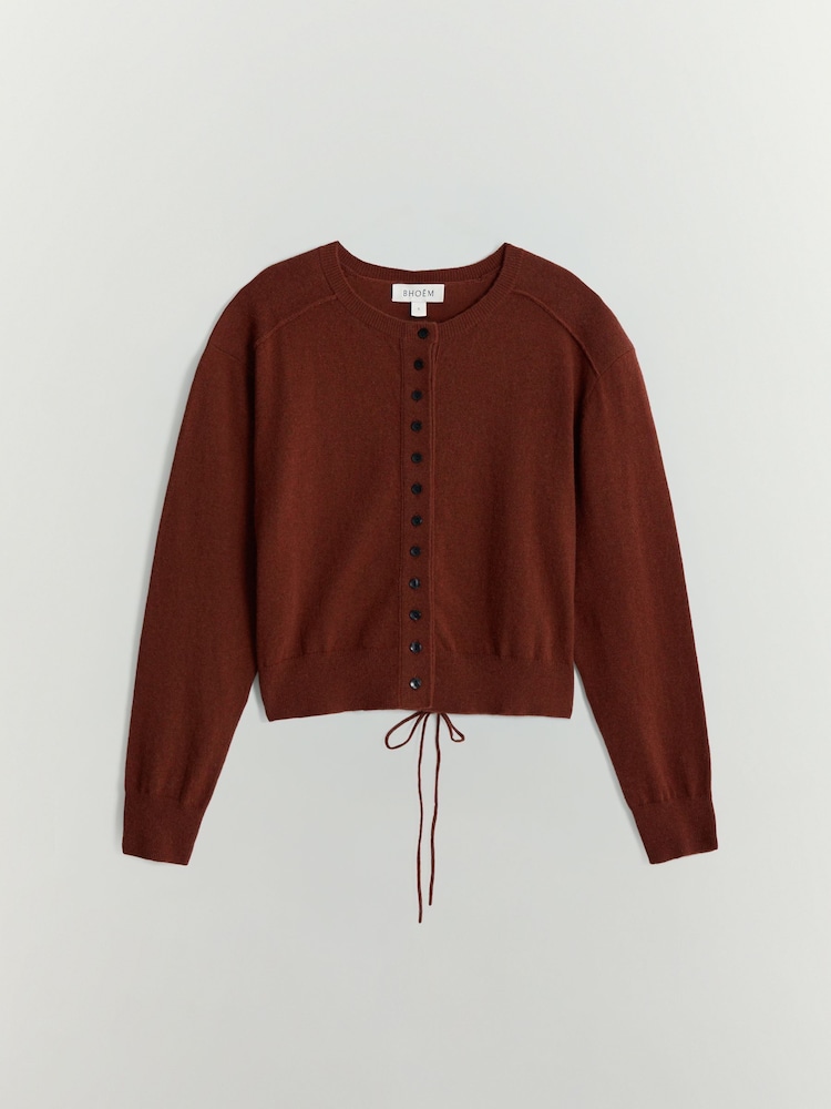 Langärmelige Strickjacke mit Bindeband - Bild 6 von 6
