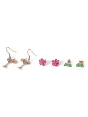 Aela Pink Cocktail Stud and Drop Earrings 3 Pack - Image 2 of 2
