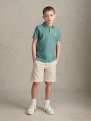 U.S. Polo Assn Green Herringbone Self Fabric Collar Polo Shirt - Image 3 of 7