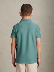 U.S. Polo Assn Green Herringbone Self Fabric Collar Polo Shirt - Image 4 of 7