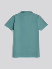 U.S. Polo Assn Green Herringbone Self Fabric Collar Polo Shirt - Image 6 of 7