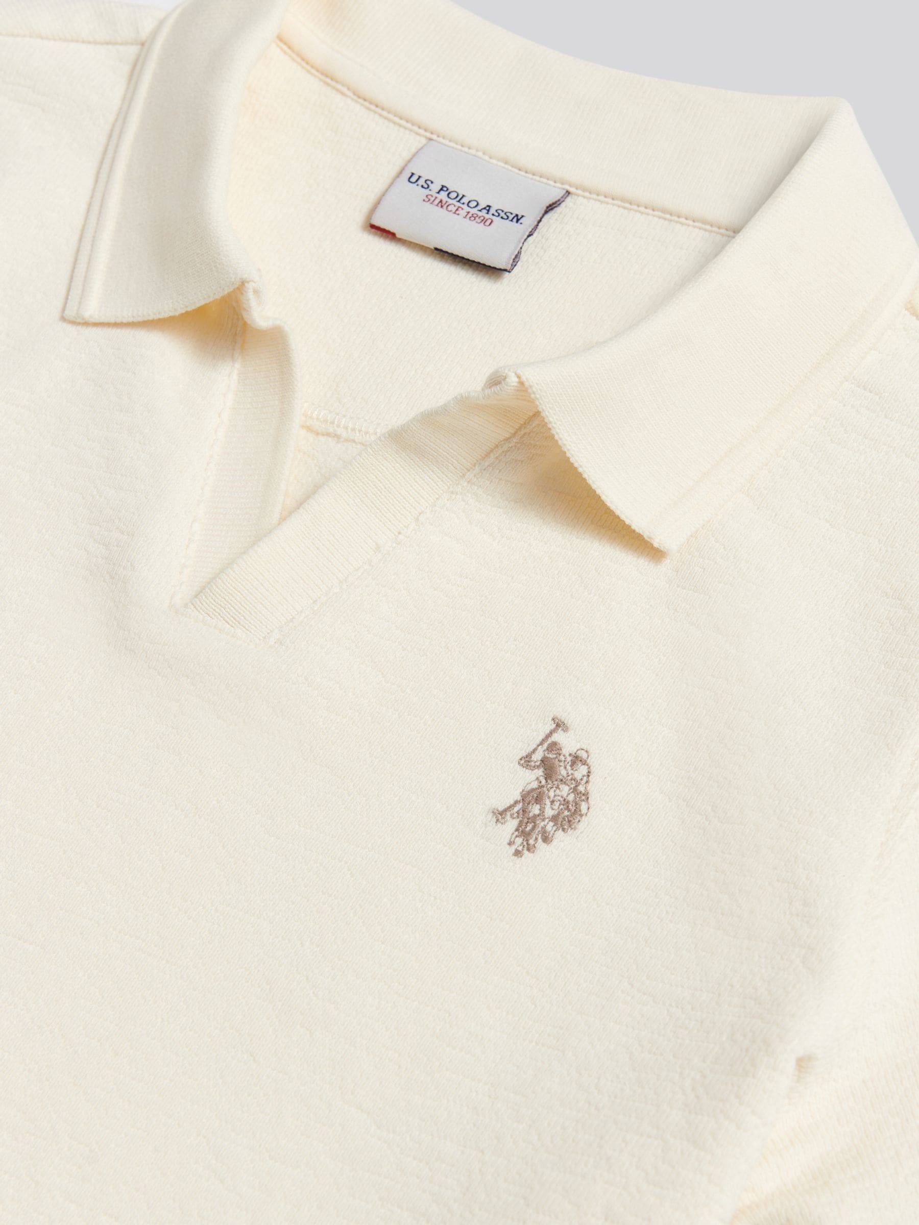 Buy U.S. Polo Assn Cream Flat Pile Terry Open Collar Polo Shirt