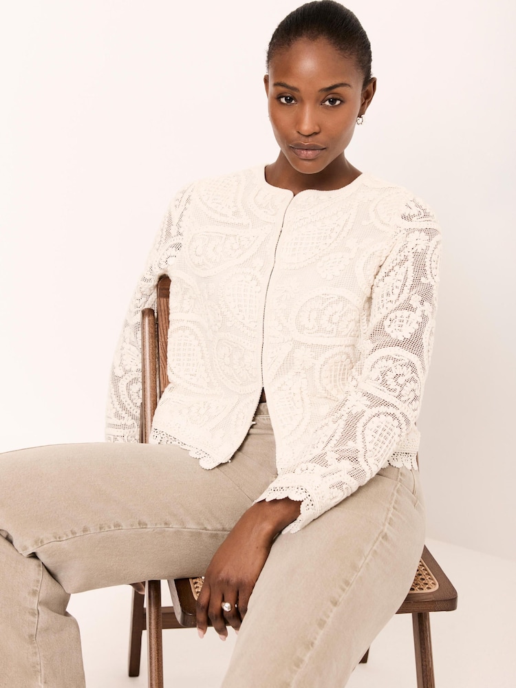 Mint Velvet Natural Crochet Paisley Jacket - Image 2 of 7