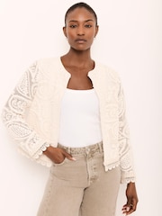 Mint Velvet Natural Crochet Paisley Jacket - Image 3 of 7