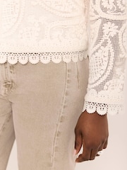 Mint Velvet Natural Crochet Paisley Jacket - Image 4 of 7