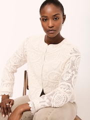 Mint Velvet Natural Crochet Paisley Jacket - Image 5 of 7