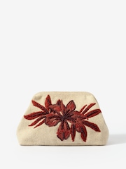 Mint Velvet White Eve Cotton Embroidered Clutch Bag - Image 2 of 5