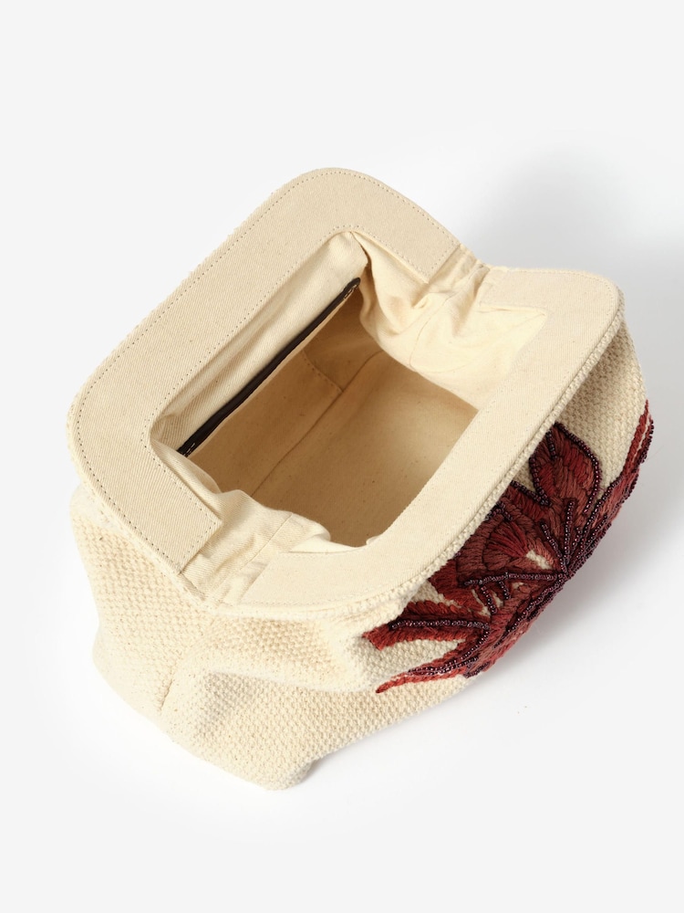 Mint Velvet White Eve Cotton Embroidered Clutch Bag - Image 5 of 5