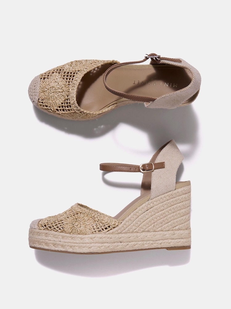 Mint Velvet Gold Roxy Espadrille Wedge Sandals - Image 2 of 3