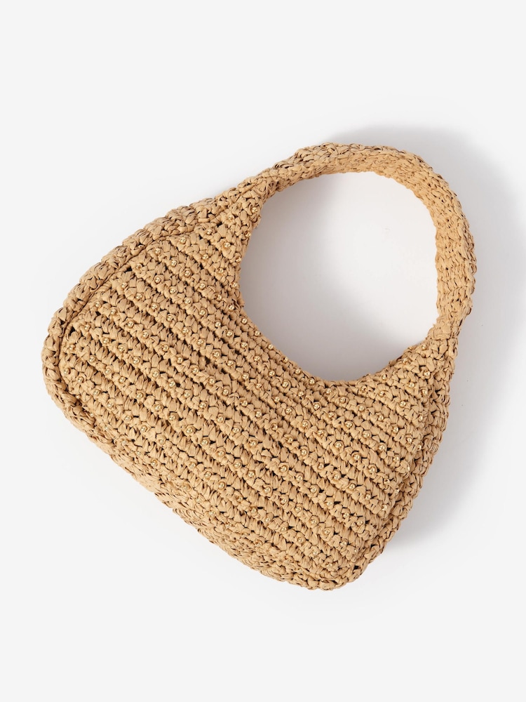 Mint Velvet Natural Winnie Woven Beaded Bag - Image 6 of 6