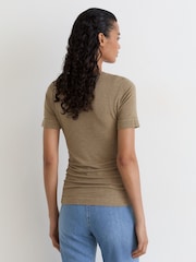 Reiss Dark Neutral Dotty Lyocell-Wool Ruched Crew-Neck T-Shirt - Image 5 of 6