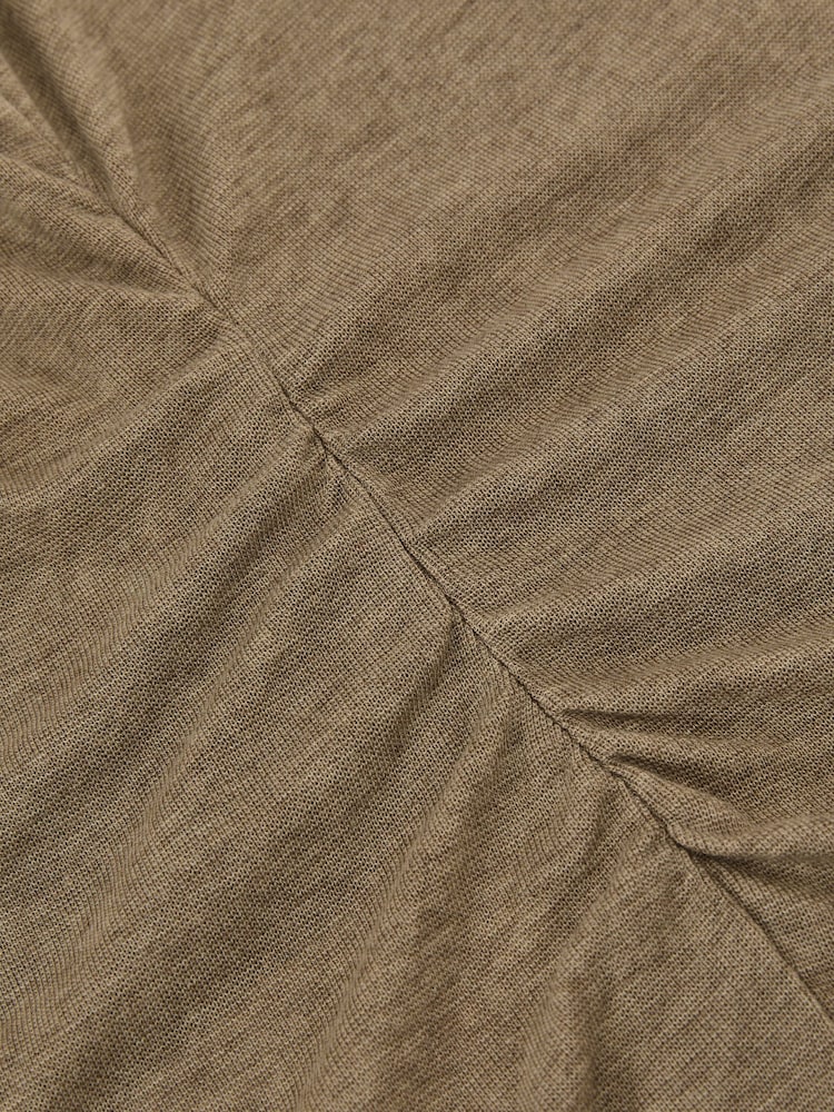 Reiss Dark Neutral Dotty Lyocell-Wool Ruched Crew-Neck T-Shirt - Image 6 of 6