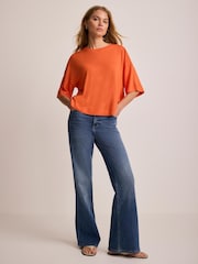 Mint Velvet Orange Linen Blend Boxy T-Shirt - Image 2 of 6