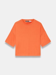 Mint Velvet Orange Linen Blend Boxy T-Shirt - Image 5 of 6
