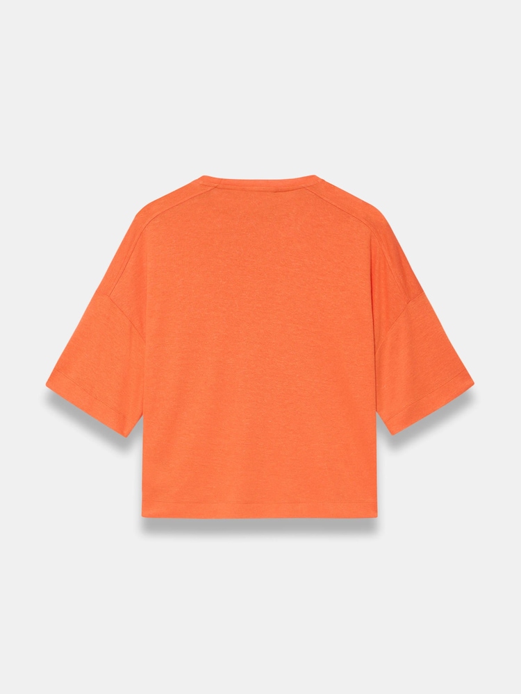 Mint Velvet Orange Linen Blend Boxy T-Shirt - Image 6 of 6