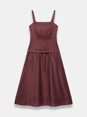 Mint Velvet Brown Ramie Drop Waist Midi Dress - Image 7 of 8