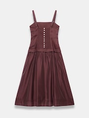 Mint Velvet Brown Ramie Drop Waist Midi Dress - Image 8 of 8