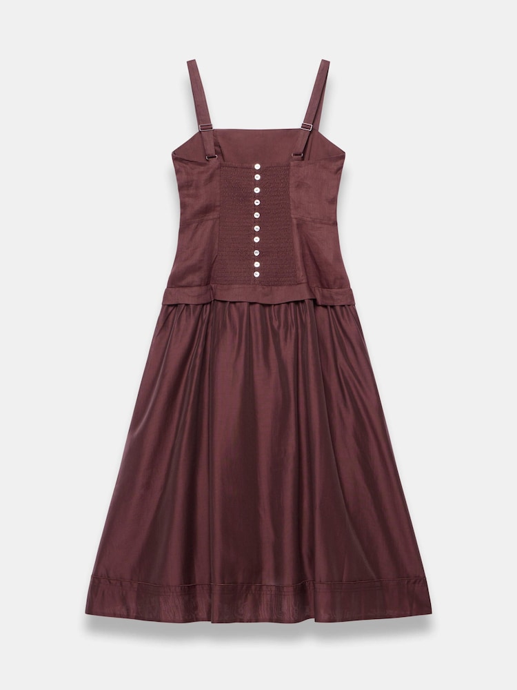 Mint Velvet Brown Ramie Drop Waist Midi Dress - Image 8 of 8 Mint Velvet Brown Ramie Drop Waist Midi Dress - Image 8 of 8