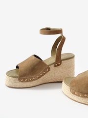 Mint Velvet Neutral Suede Raya Espadrille Wedge Sandals - Image 4 of 5