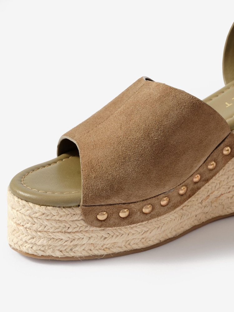 Mint Velvet Neutral Suede Raya Espadrille Wedge Sandals - Image 5 of 5