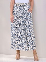 Cotton Traders Blue Pull On Printed Maxi Skirt - Image 1 of 4