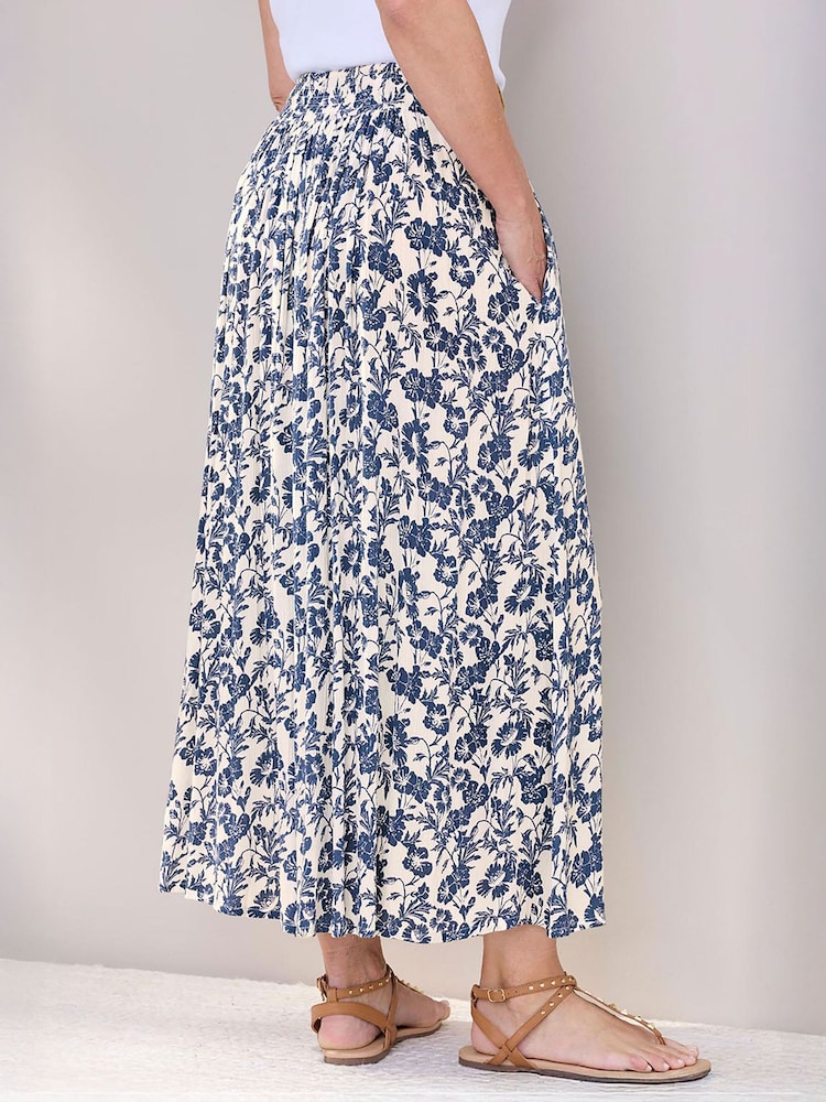 Cotton Traders Blue Pull On Printed Maxi Skirt - Image 2 of 4