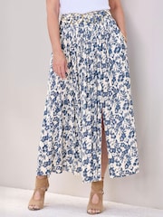 Cotton Traders Blue Pull On Printed Maxi Skirt - Image 3 of 4
