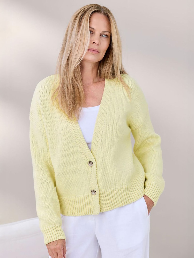 Cotton Traders Yellow Cotton Cardigan - Image 1 of 4