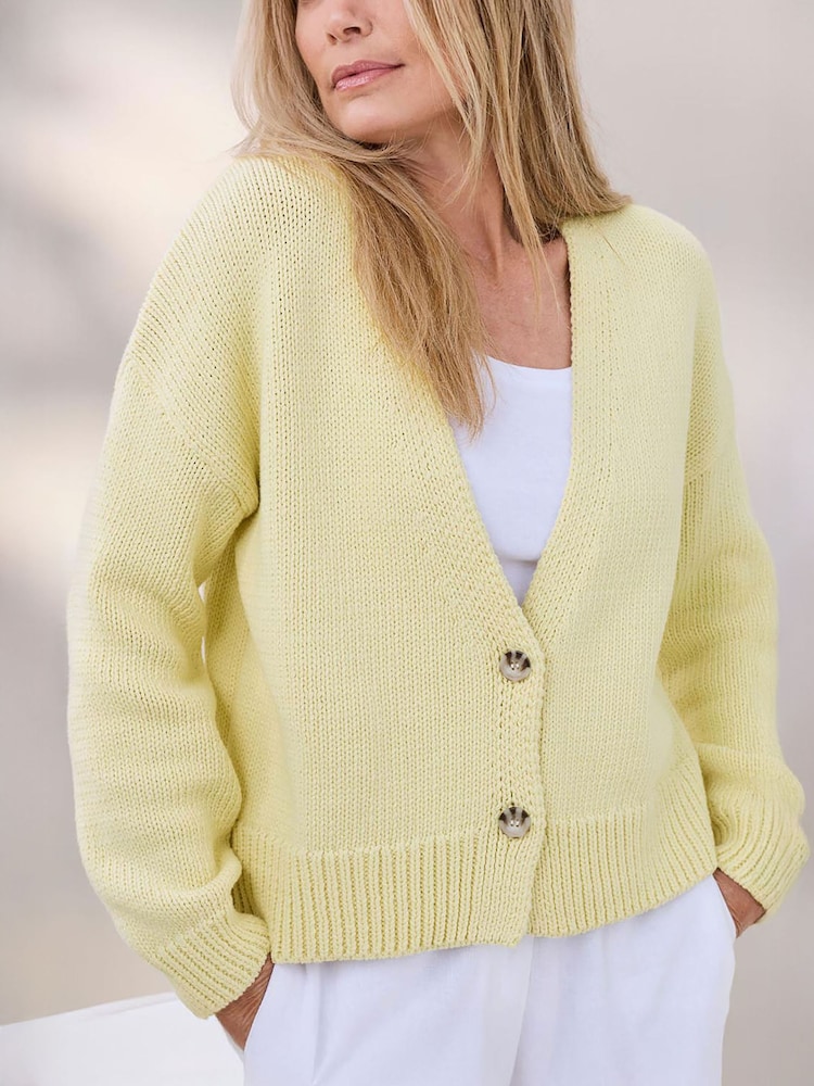 Cotton Traders Yellow Cotton Cardigan - Image 4 of 4
