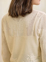 Cotton Traders Cream Textured Cardigan - Image 3 of 3