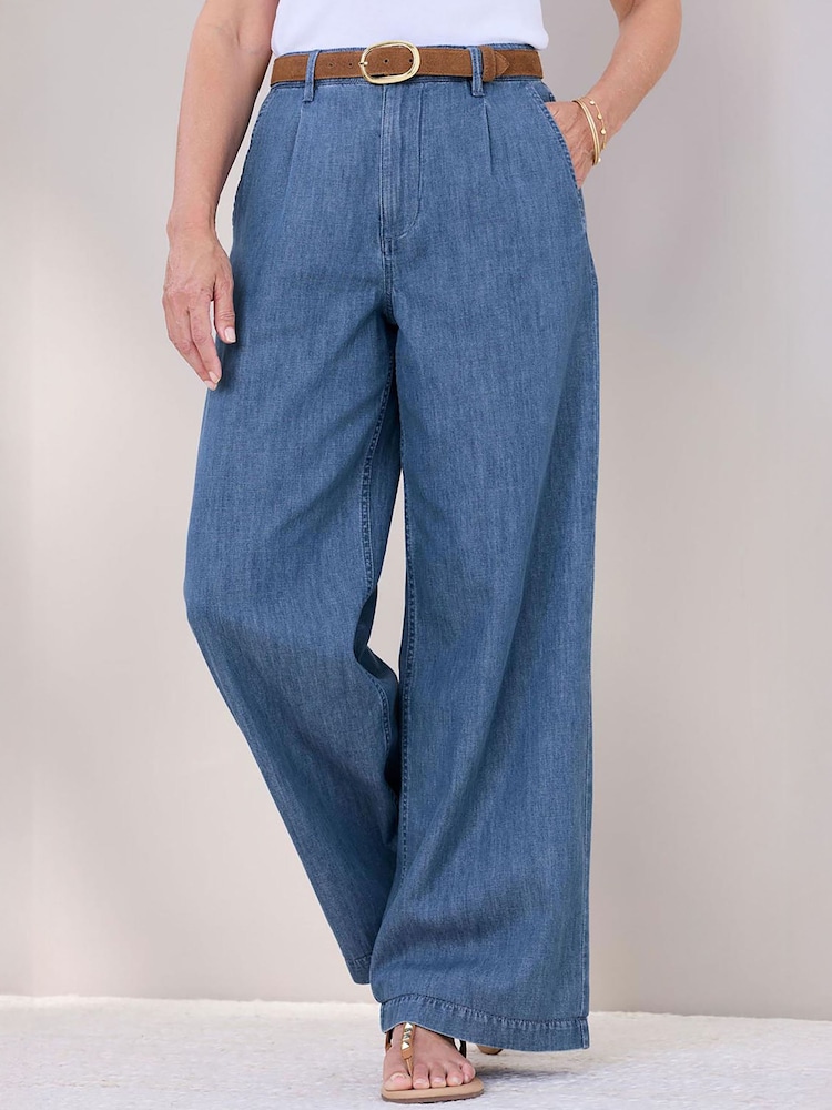 Cotton Traders Blue Wide Leg Jeans - Image 1 of 3
