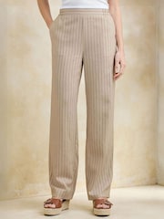 Cotton Traders Natural Linen Blend Straight Leg Trousers - Image 1 of 3