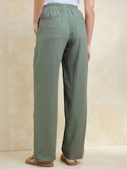 Cotton Traders Green Linen Blend Straight Leg Trousers - Image 2 of 3