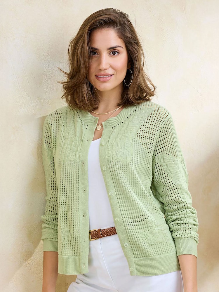 Cotton Traders Green Textured Cardigan - Image 1 of 4