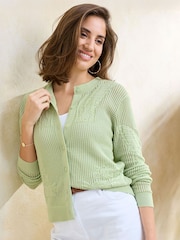Cotton Traders Green Textured Cardigan - Image 3 of 4