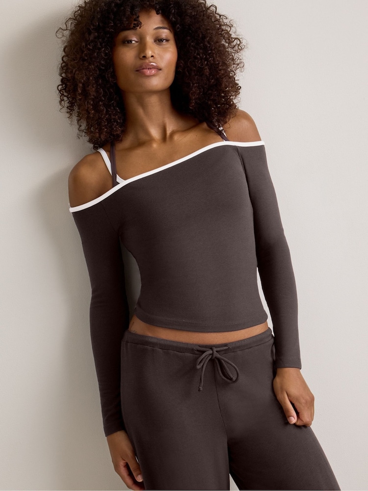 Tala Brown 365 Sculpting Lounge Contrast Top - Image 1 of 4