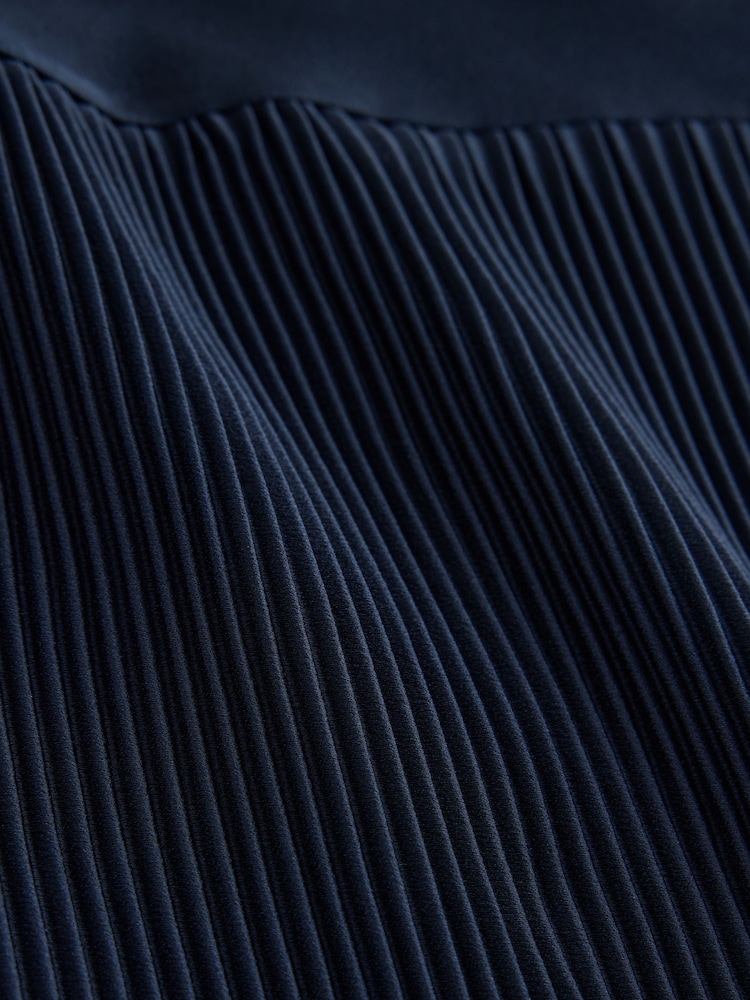 CERENE Lucia Navy Frill Hem Satin Maxi Skirt - Image 8 of 8