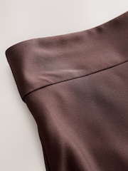 CERENE Lucia Brown Frill Hem Satin Maxi Skirt - Image 7 of 9