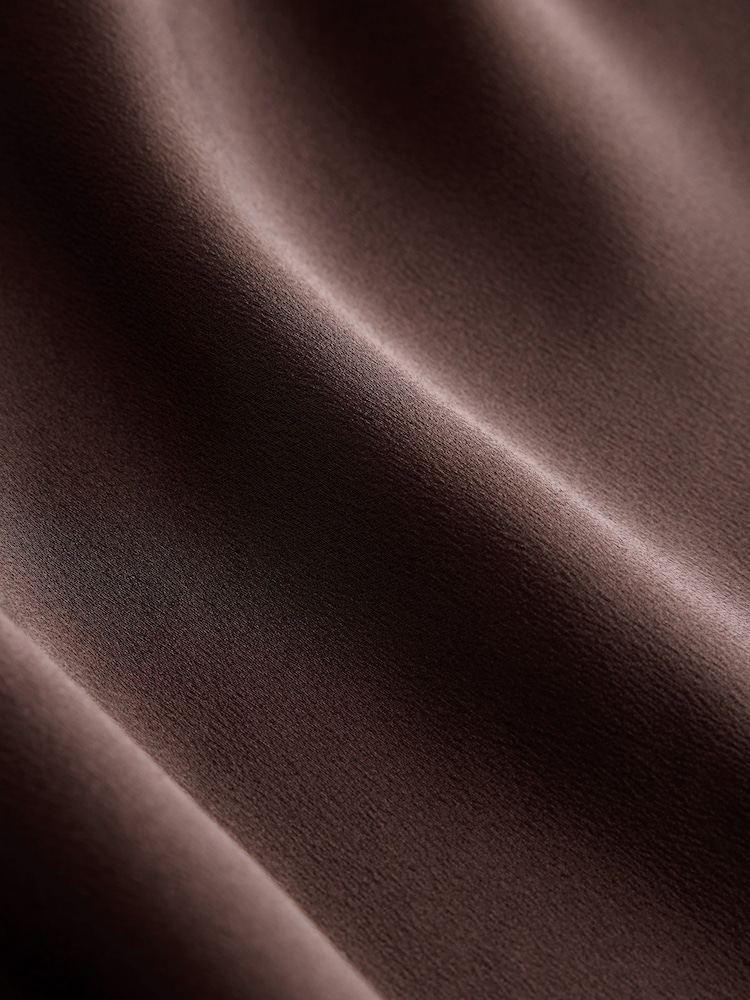 CERENE Lucia Brown Frill Hem Satin Maxi Skirt - Image 9 of 9