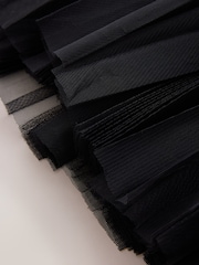 Zwart - CERENE Sheer Mesh Pleated Maxi Skirt - Afbeelding 10 van 11
