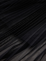 Zwart - CERENE Sheer Mesh Pleated Maxi Skirt - Afbeelding 9 van 11