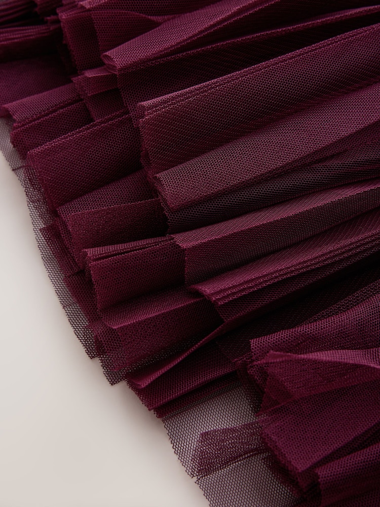 CERENE Frankie Burgundy Red Sheer Mesh Pleated Maxi Skirt - Image 10 of 10 CERENE Frankie Burgundy Red Sheer Mesh Pleated Maxi Skirt - Image 10 of 10